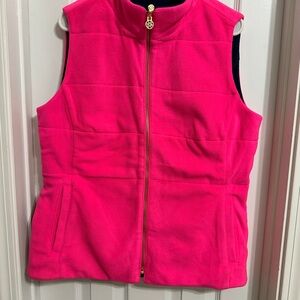 Lilly Pulitzer Pink and Navy Fleece Sleeveless Vest